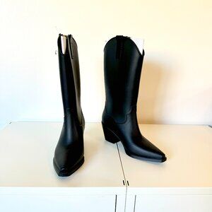 NWOB/NWT Jeffrey Campbell THUNDRSTRM Matte Black Rubber Cowboy Rain Boots Size 8